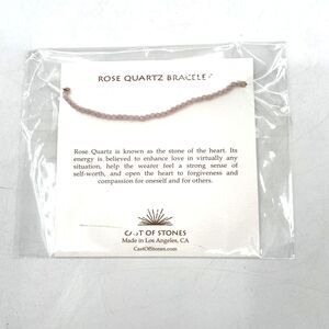 Cast of Stones Rose Quartz Bracelet 9" Adjustable Gemstones appx 3mm Corded NEW